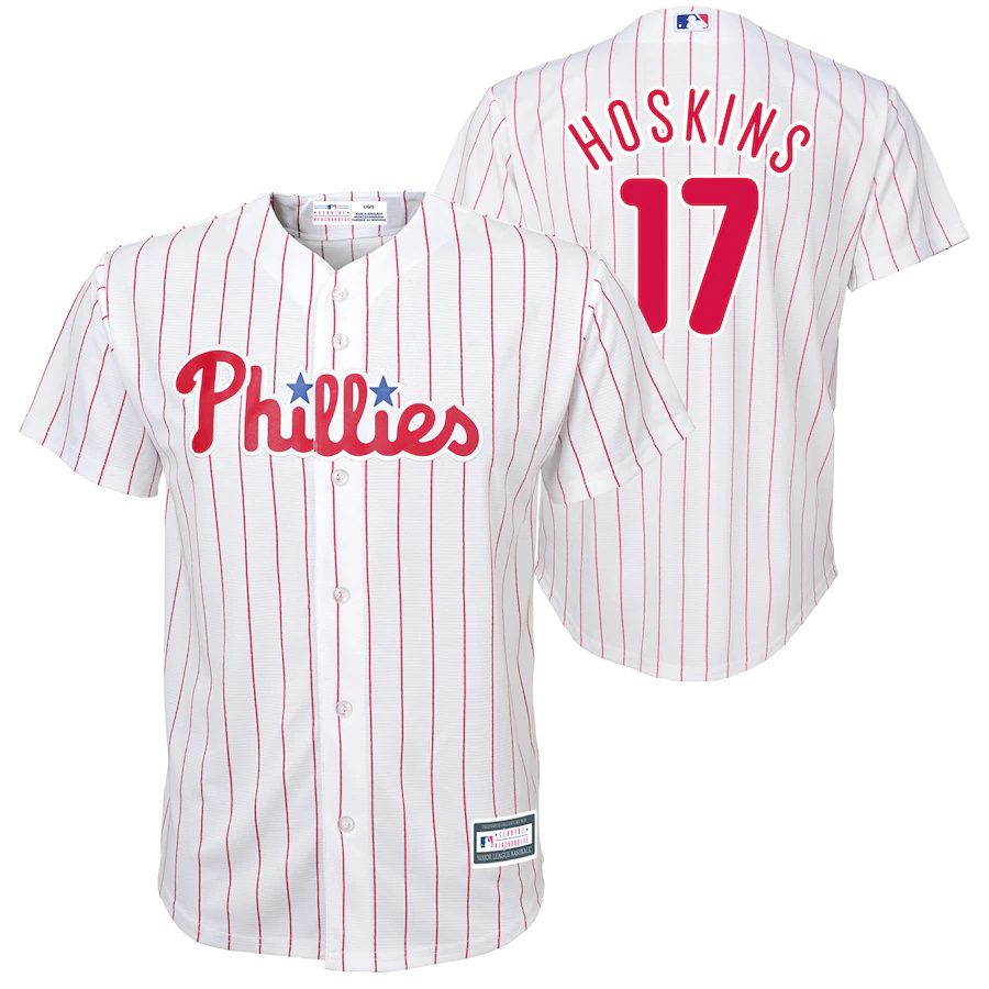 Youth Philadelphia Phillies #17 Rhys Hoskins White Player Replica MLB Jerseys->youth mlb jersey->Youth Jersey